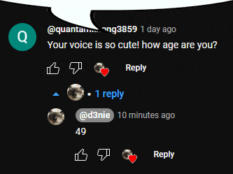 a black screen with a speech bubble that says " your voice is so cute "