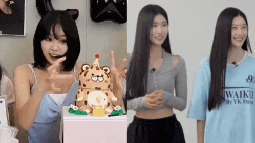 two girls standing next to each other with one wearing a shirt that says ' waikiki ' on it