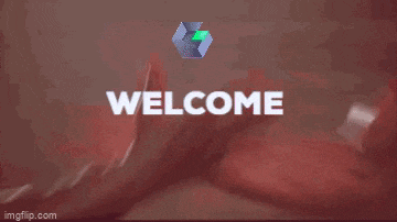 two men are standing next to each other and the words welcome are displayed .