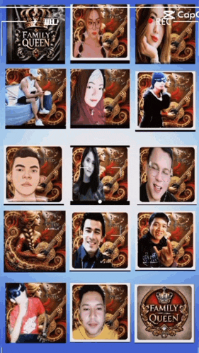 a collage of images with one that says family queen on it