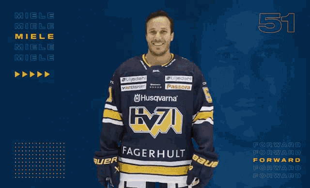 a hockey player with the number 51 on the back of his shirt