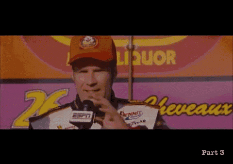 a man in an orange hat is being interviewed in front of a sign that says liquor