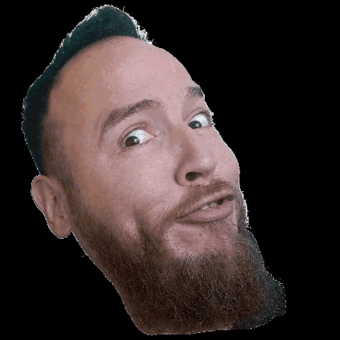 a man with a beard is making a funny face