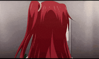 a girl with red hair is standing in front of a window