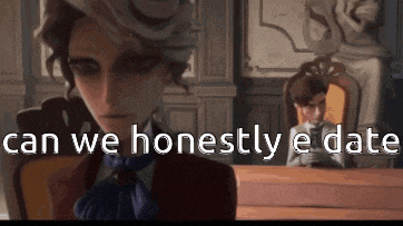 a man in a suit and tie is sitting at a table with the words `` can we honestly e date '' written on the bottom