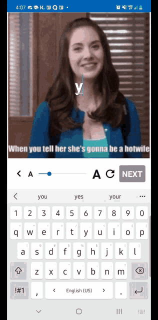 a picture of a woman with the words when you tell her she 's gonna be a hotwife