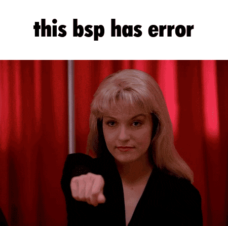 a woman pointing at the camera with the words this bsp has error