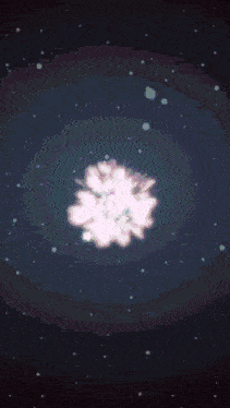 a pink flower is surrounded by a dark background with stars