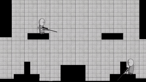 a screenshot of a video game with two snipers shooting each other .
