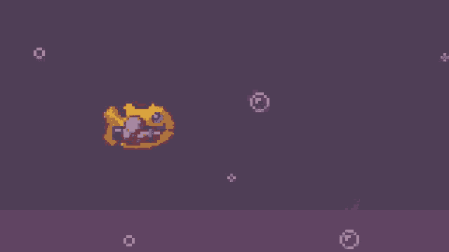 a pixel art of a fish with a rabbit 's head is swimming in the water .