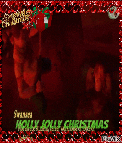 a merry christmas greeting from swansea holly jolly christmas is displayed
