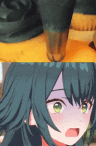 a close up of a person 's face next to a picture of a person 's face