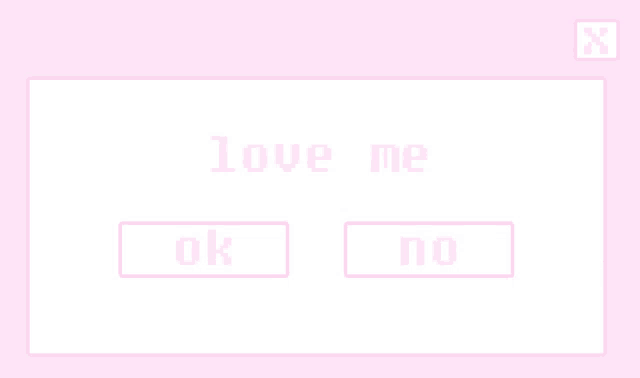 a pink screen with the words love me written in white letters