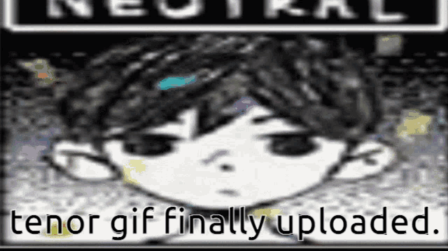 a gif of a boy 's face with the words `` tenor gif finally uploaded . ''