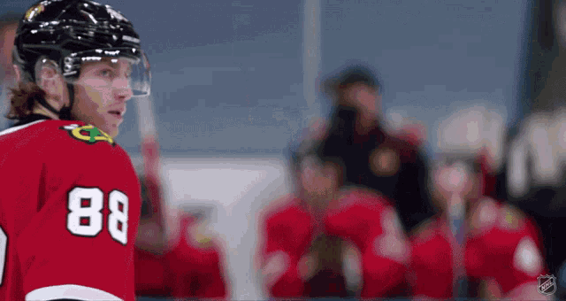 a hockey player with the number 88 on their jersey