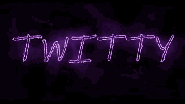 the word twitty is written in purple neon lights