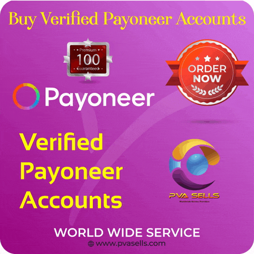 a purple poster that says buy verified payoneer accounts world wide service