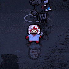 a pixel art drawing of a sphere with a skull on it