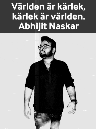 a black and white photo of a man with the name abhijit naskar on the top