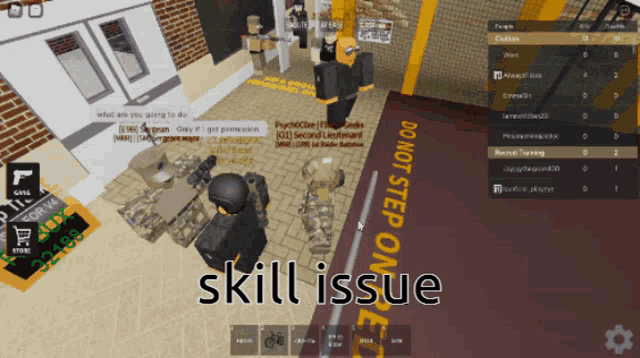 a screenshot of a video game with the words skill issue on the bottom