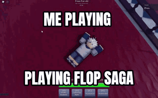 a screenshot of a video game that says me playing flop saga