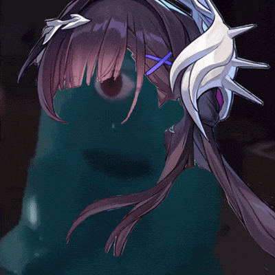 a drawing of a girl with purple hair and a white crown on her head