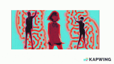 a group of people are dancing in front of a kawing logo