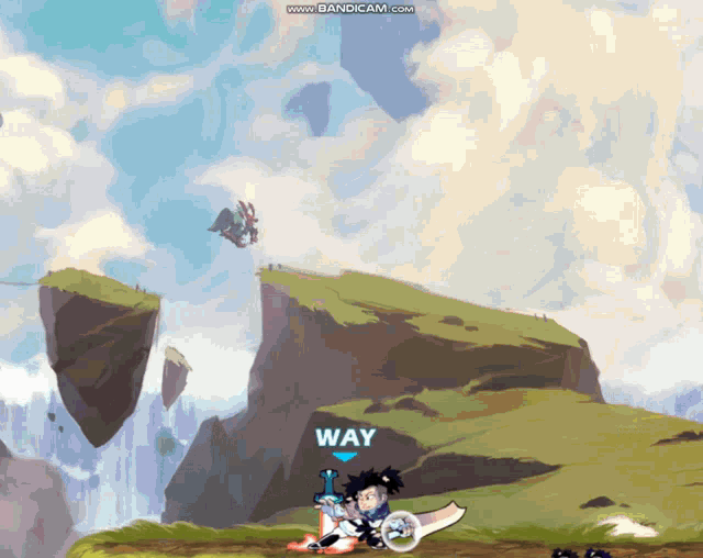 a video game is being played on a computer and the word way is on the screen