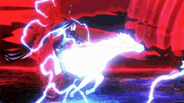 a woman is riding a horse with lightning coming out of it 's mouth