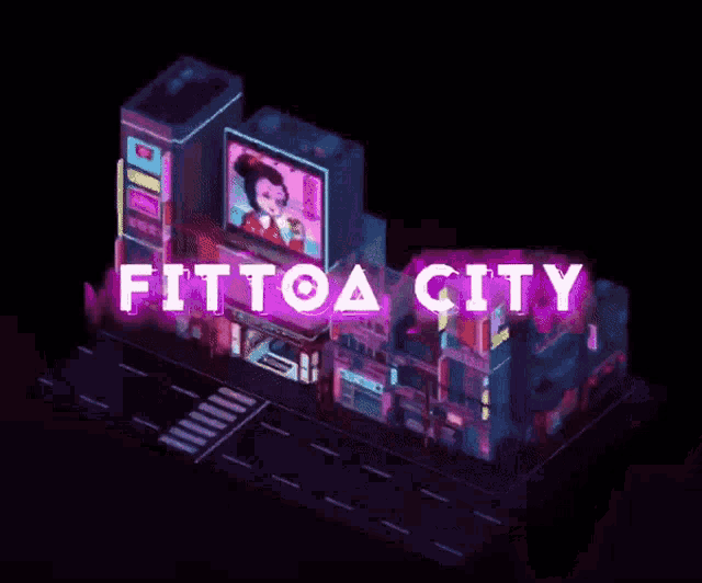 the word fittoa city is on a building with lightning
