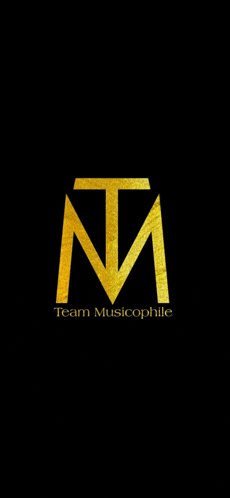 a black background with a gold logo for team musicophille