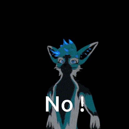 a drawing of a furry animal with the word no written on it