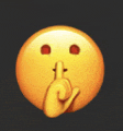 a yellow smiley face with a finger on its mouth .