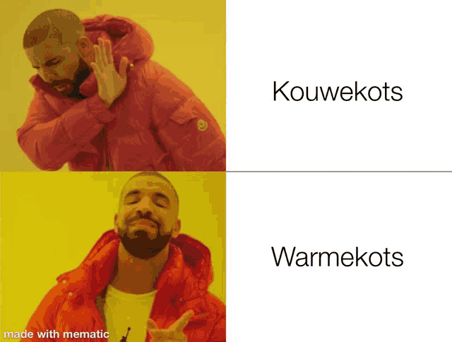 a picture of a man in a red jacket next to a picture of a man in a white shirt with the words warmekots