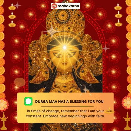 a message that says durga maa has a blessing for you in times of change