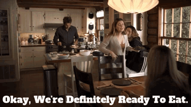 okay we 're definitely ready to eat is displayed on a screen