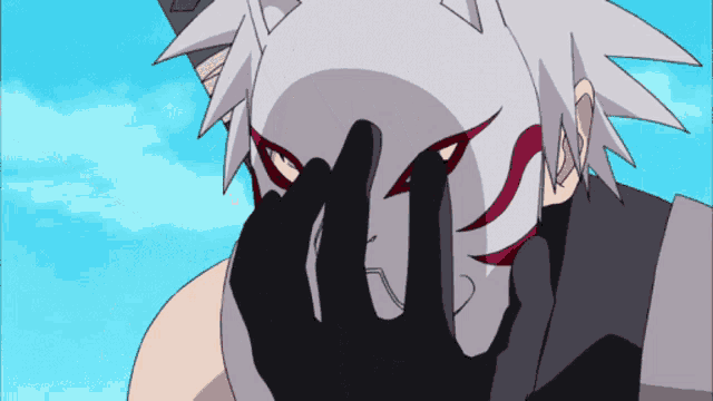 a cartoon character with a mask on covering his face
