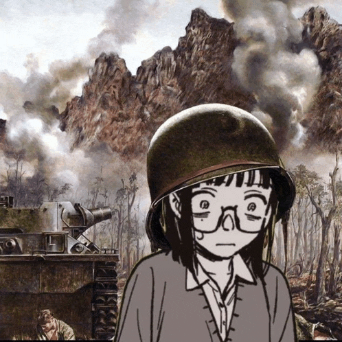 a cartoon drawing of a girl wearing a helmet