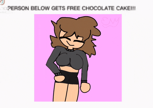 a drawing of a girl with the words " person below gets free pandemonium " below her