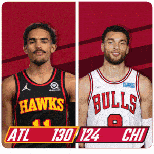 two basketball players from the hawks and the bulls