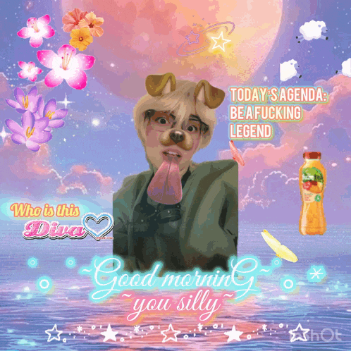 a picture of a person wearing a dog mask with the words " today 's agenda be a fucking legend "