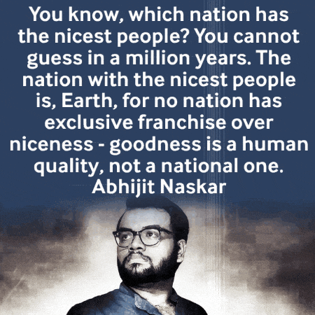 a man with glasses and a quote by abhijit naskar