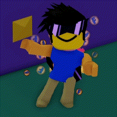 a cartoon character wearing sunglasses and a blue shirt is standing in a field