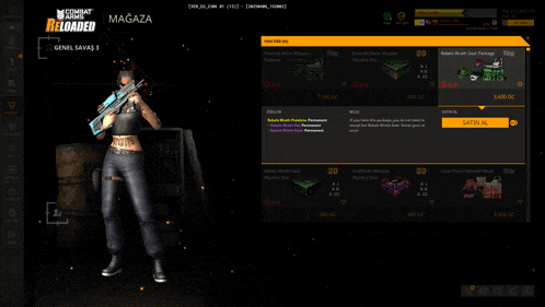 a woman holding a gun in front of a screen that says ' magaza ' on it
