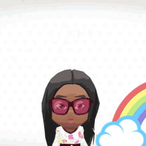 a happy wednesday greeting card with a cartoon girl wearing sunglasses