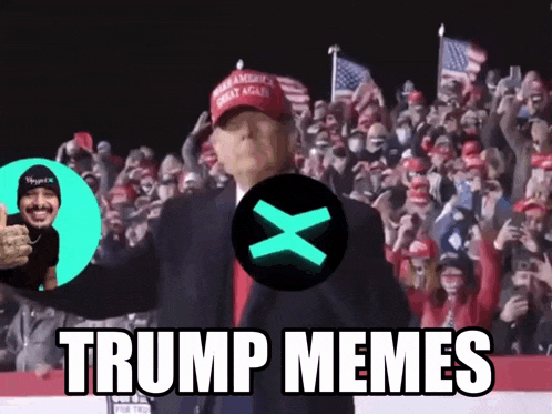a man wearing a red hat that says trump on it