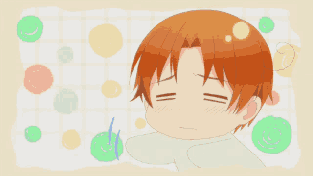 a cartoon drawing of a boy with red hair making a funny face