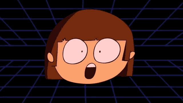 a cartoon face with a surprised look on it 's face