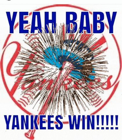 a poster that says yeah baby yankees win !!!