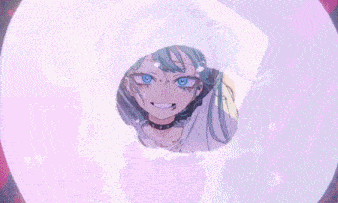 a drawing of a girl with blue hair and a heart on her shirt